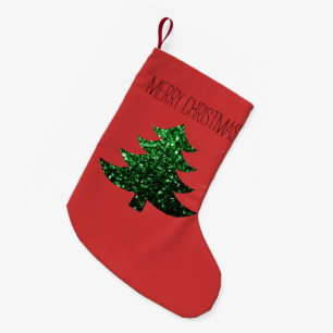 Personalize Sparkly Julgran grönt Red Liten Julstrumpa