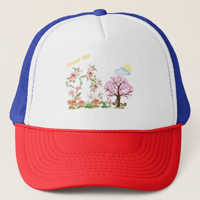 Personalize Sunny Lillies Squirrels spelar Keps (Framsida)