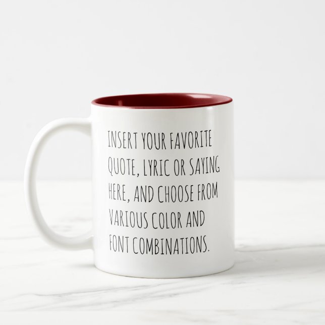 Personalize Text Mug with Your Words Customizable  Två-Tonad Mugg (Vänster)