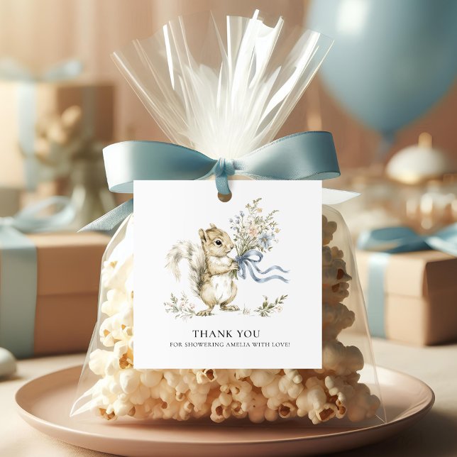 Personalize Thank You Squirrel Baby Shower  Gåvor Etiketter (Skapare uppladdad)