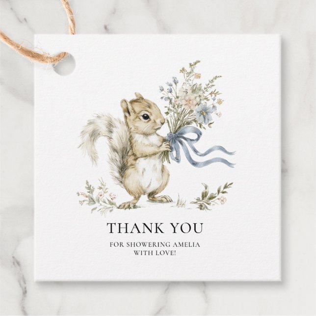 Personalize Thank You Squirrel Baby Shower  Gåvor Etiketter (Framsida)