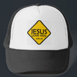 PERSONALIZE THE BIBLE VERSE JESUS LOVES YOU KEPS<br><div class="desc">Wear a hat with a modern traffic safety design with the phrase Jesus loves you. Personalize it easily and simply with the verse that makes you stand out. If it doesn't leave it as it is, show your faith, a reminder. Vary the colors of your hat to match and show...</div>