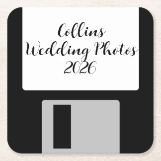 Personalize Wedding Photos Floppy Disk Coaster Underlägg Papper Kvadrat
