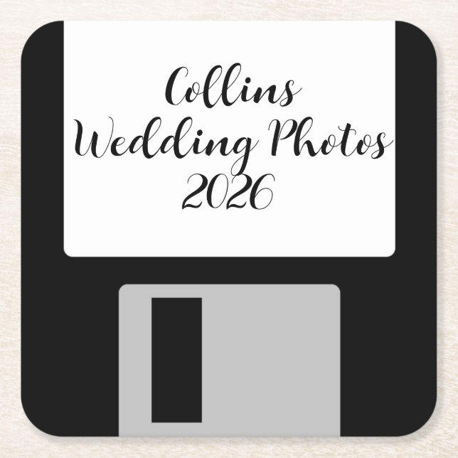 Personalize Wedding Photos Floppy Disk Coaster Underlägg Papper Kvadrat (Framsidan)