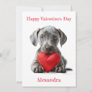 Personalize Weimaraner Puppy Valentine Julkort