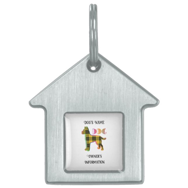 Personalize White HUND House Hund ID-bricka Husdjur (Framsidan)
