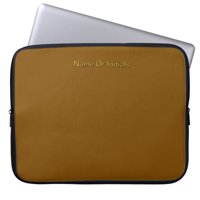 Personalize With Name Initials Brown      Laptop Fodral (Framsidan)
