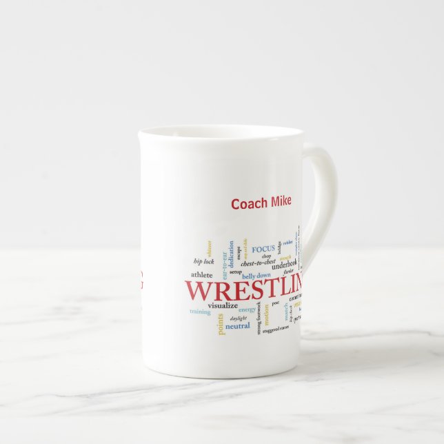 Personalize, Wrestling Coach Tack i Ord Benporslin Mugg (Framsida höger)