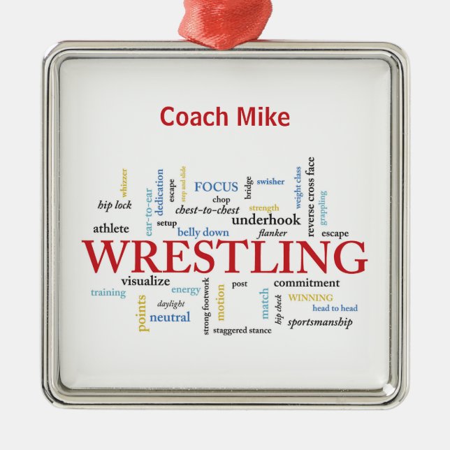 Personalize, Wrestling Coach Tack i Ord Julgransprydnad Metall (Framsidan)