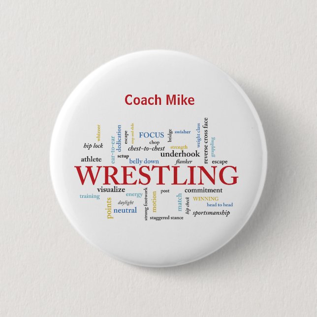 Personalize, Wrestling Coach Tack i Ord Knapp (Framsida)