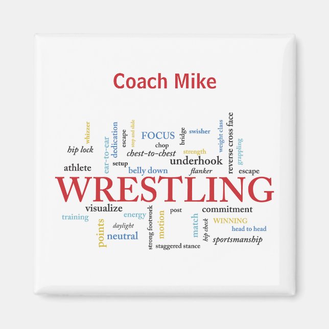 Personalize, Wrestling Coach Tack i Ord Magnet (Framsidan)