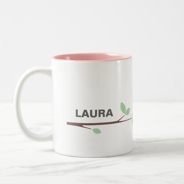 Personalize your Name BIRD Coffee Cup Två-Tonad Mugg (Vänster)