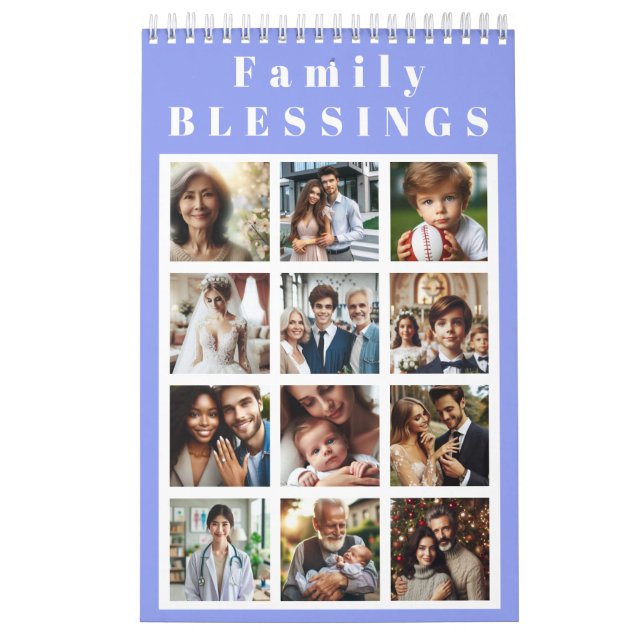 Personalized 12 Months Family Blessings Photos Kalender (Omslag)