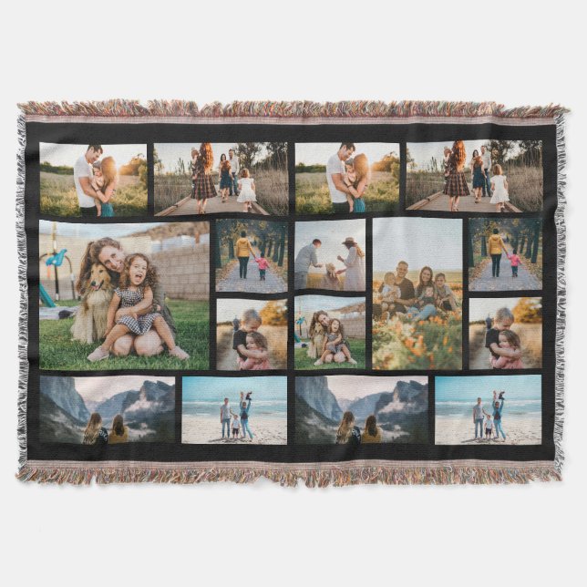 Personalized 16 Photo Collage Fleece Blanket Filt (Framsidan)