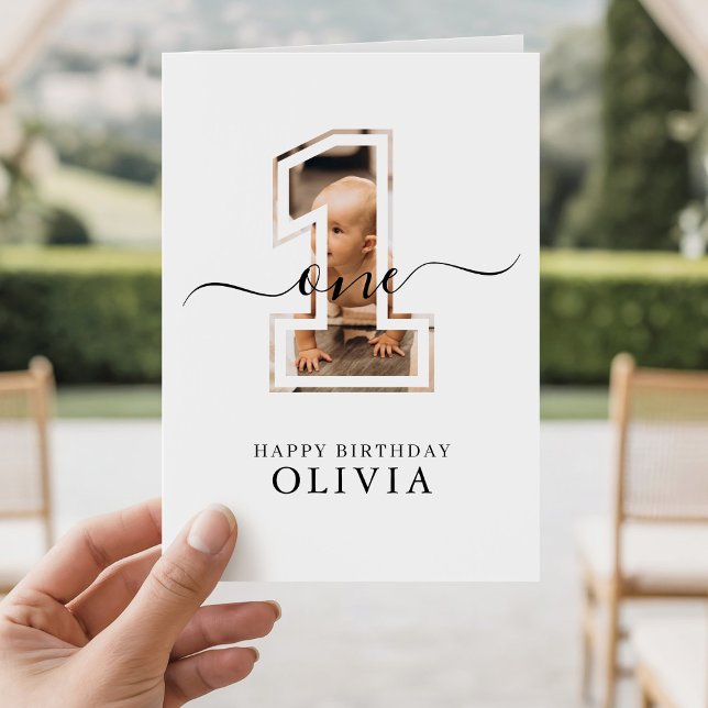 Personalized 1st Birthday Boy Girl Photo One Year Kort (Skapare uppladdad)