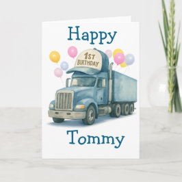  Personalized 1st Birthday Semi Truck Card Kort