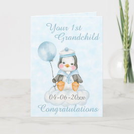Personalized 1st Grandchild Penguin Kort