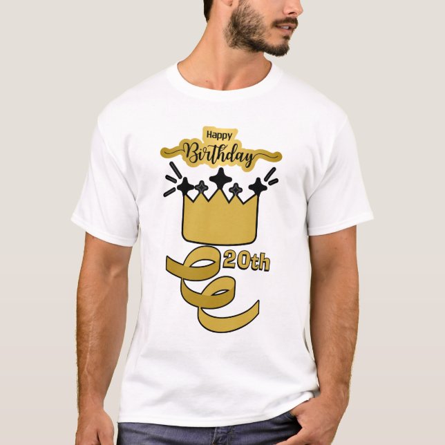  Personalized 20th Birthday King Crown Design T Shirt (Framsida)