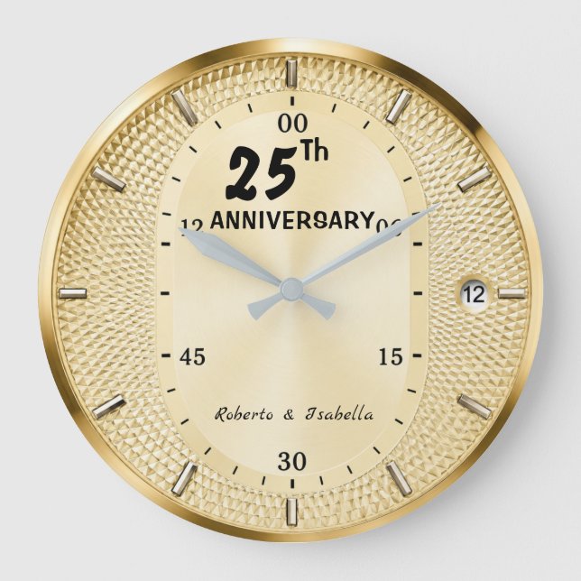 Personalized 25th Anniversary Gold  Stor Klocka (Framsida)