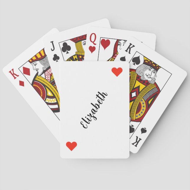 Personalized 2-Red Hearts Playing Cards Casinokort (Baksidan)