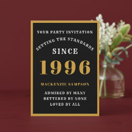 Personalized 30th Birthday 1996 Elegant Black Gold Inbjudningar