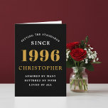 Personalized 30th Birthday Born 1996 Vintage Black Kort<br><div class="desc">A personalized classic 30th birthday card for that celebration for somebody born in 1996 and turning 30. Add the name to this chic style black, white and gold design for a custom birthday gift. Easily edit the name and year with the template provided. A wonderful custom black birthday gift. More...</div>