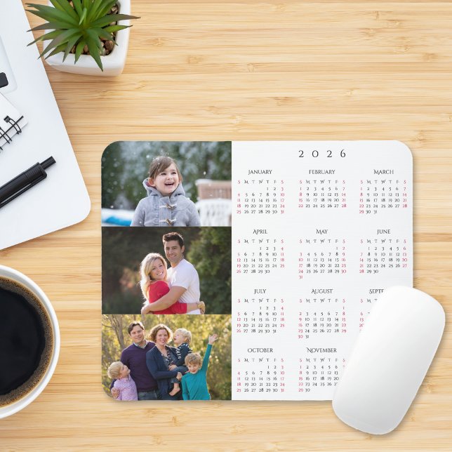 Personalized 3 Photo Collage Family 2026 Calendar Musmatta (Personalized 3 Photo Collage Family 2026 Calendar Mouse Pad)