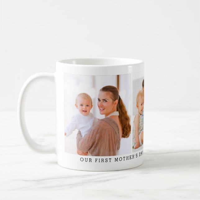 Personalized 3 Photo First Mother's Day Kaffemugg (Vänster)