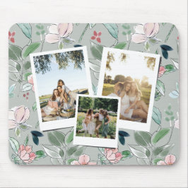 Personalized 3 Photo Green Floral Background  Musmatta