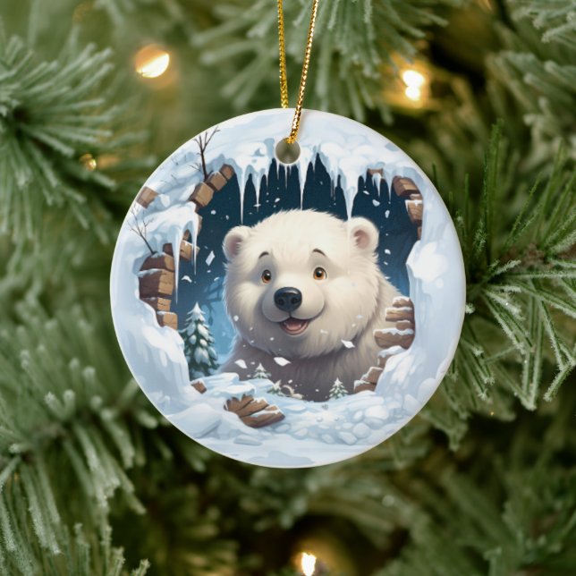 Personalized 3D Polar Bear  Julgransprydnad Keramik (Träd)