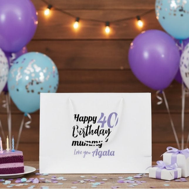 Personalized 40th Birthday Gift Bag - Custom Name  (Skapare uppladdad)