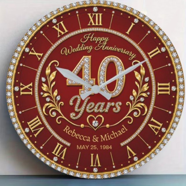 Personalized 40th Wedding Anniversary Stor Klocka (Skapare uppladdad)