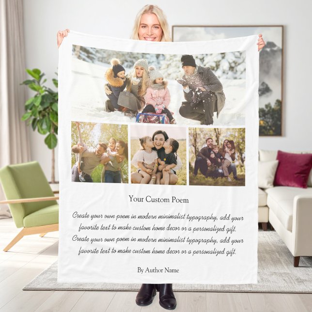 Personalized 4 Photo Collage With Poem Fleecefilt (Skapare uppladdad)