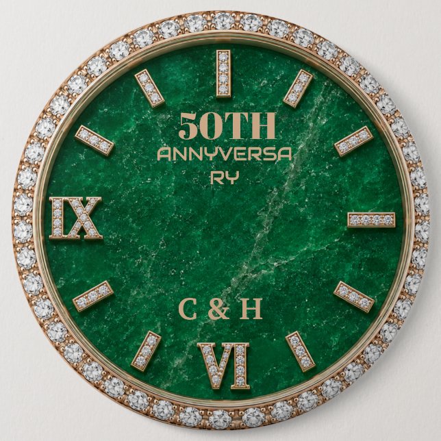 Personalized 50th Anniversary Emerald Marble  Knapp (Framsida)