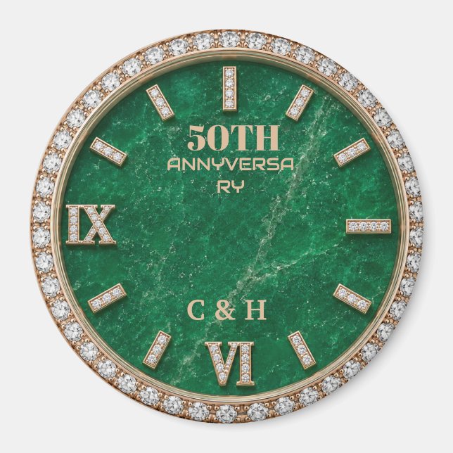 Personalized 50th Anniversary Emerald Marble  Magnet (Framsidan)
