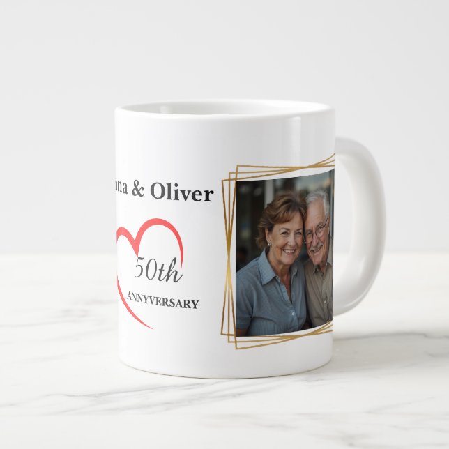 Personalized 50th Anniversary Photo Mug Jumbo Mugg (Framsida höger)
