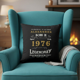 Personalized 50th Birthday Born 1976 Legend Black Kudde