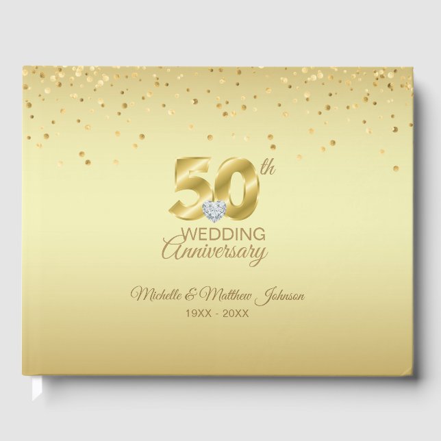 Personalized 50th Golden Wedding Anniversary Gästböcker (Framsida)
