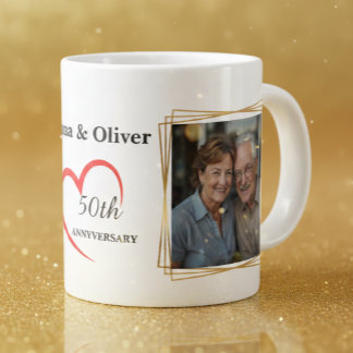 Personalized 50th Wedding Anniversary Photo Mug Jumbo Mugg