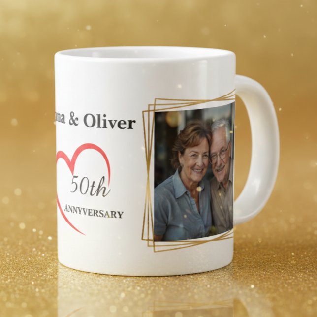Personalized 50th Wedding Anniversary Photo Mug Jumbo Mugg (Skapare uppladdad)