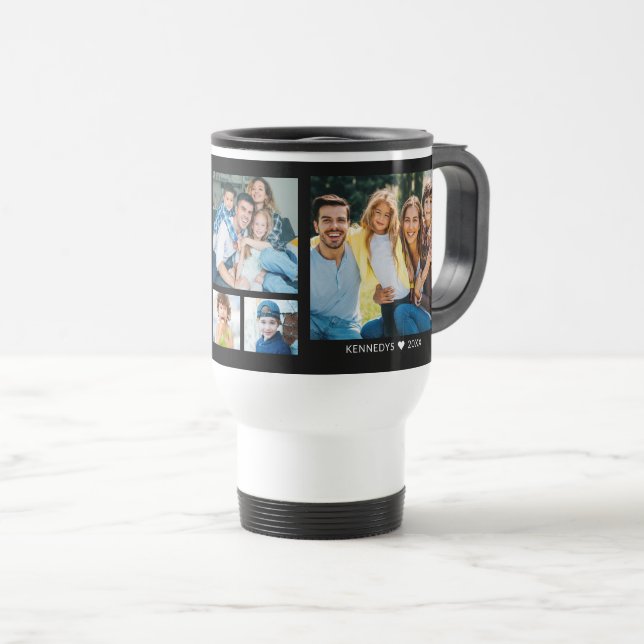 Personalized  5 Photo Collage Family Quote Black Resemugg (Framsida höger)
