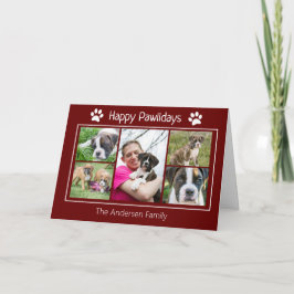 Personalized 5 Photo Dog Christmas Helgkort