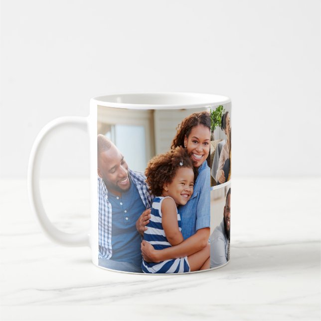 Personalized 5 Photo Family Collage Template Kaffemugg (Vänster)