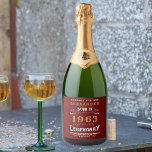 Personalized 60th Birthday 1963 Add Name Legendary<br><div class="desc">Personalized birthday born in 1963. Add your name birthday sparkling wine bottle labels. Edit the name and year with the template provided. A wonderful custom red birthday idea. More gifts and party supplies available with the "Legendary" design in the store.</div>