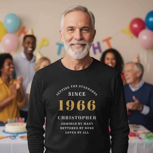 Personalized 60th Birthday 1966 Add Name T Shirt (Born 1966 birthday long sleeve t-shirt. Party background.)