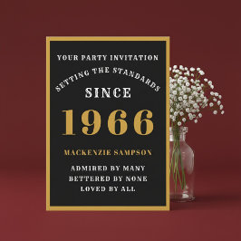 Personalized 60th Birthday 1966 Elegant Black Gold Inbjudningar