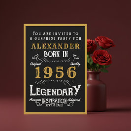 Personalized 70th Birthday 1956 Black Gold Legend Inbjudningar