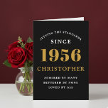 Personalized 70th Birthday Born 1956 Vintage Black Kort<br><div class="desc">A personalized classic 70th birthday card for that celebration for somebody born in 1956 and turning 70. Add the name to this chic style black, white and gold design for a custom birthday gift. Easily edit the name and year with the template provided. A wonderful custom black birthday gift. More...</div>