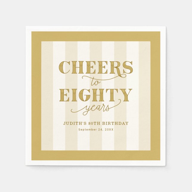 Personalized 80th Birthday Party Paper Napkin Pappersservett (Framsidan)