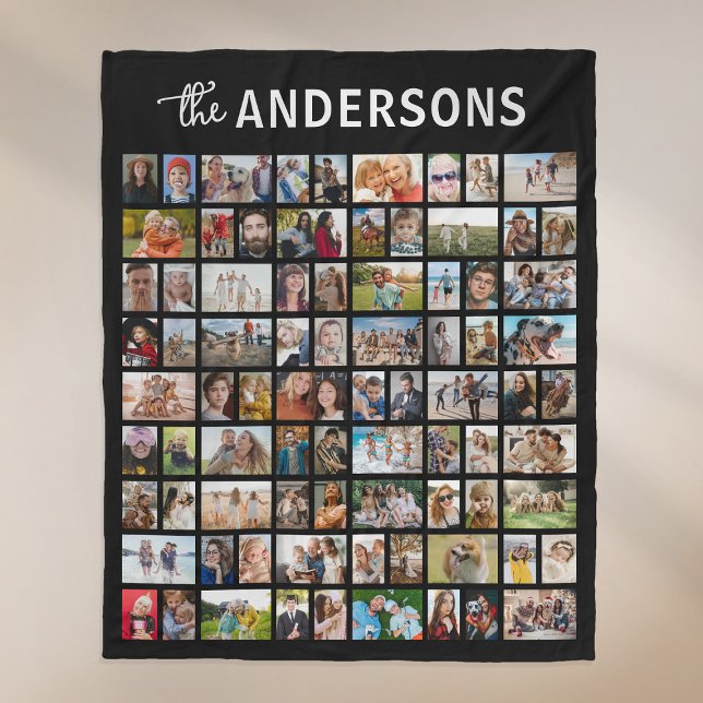 Personalized 81 Photo Collage Black Fleecefilt (Skapare uppladdad)